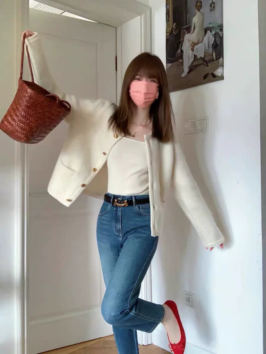 モヘアセーターニットカーディガン高級ジャケット